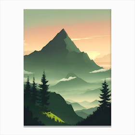 Misty Mountains Vertical Composition In Green Tone 96 Canvas Print