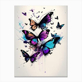 Butterflies Flying In The Sky Graffiti Illustration 2 Canvas Print