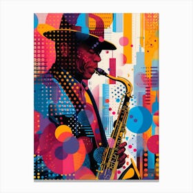 Jazz Saxophone Player, Vibrant, Pop Art Canvas Print