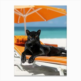 Black Cat On The Beach Stampe su tela