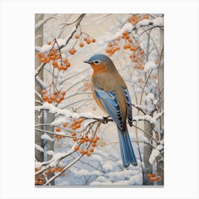 Winter Bird Painting Eastern Bluebird 2 Canvas Print