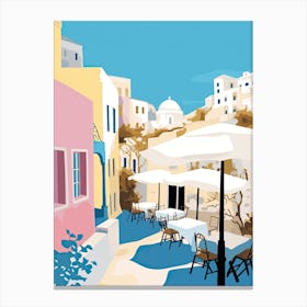 Santorini, Greece, Flat Pastels Tones Illustration 1 Canvas Print