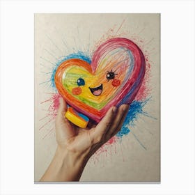 Colorful Heart In Hand Canvas Print