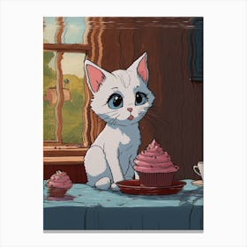 Little White Cat Canvas Print