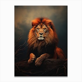 Lion Art Painting Tonalism Style 1 Canvas Print