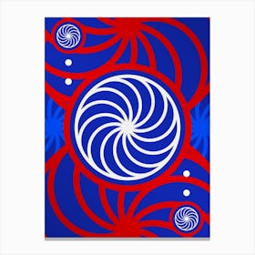 Geometric Abstract Glyph in White on Red and Blue Array n.0071 Canvas Print