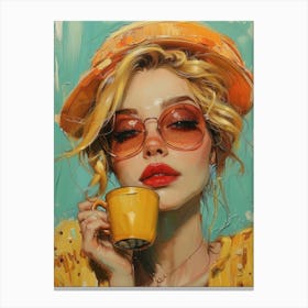 Girl With A Cup Of Coffee Canvas Print