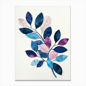 Blue And Pink Leaves Canvas Print