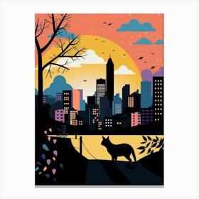 Jakarta, Indonesia Skyline With A Cat 1 Canvas Print