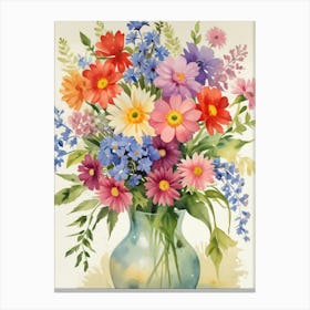 A vase of spring flowers Canvas Print