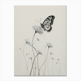 Butterfly And Flowers Canvas Print