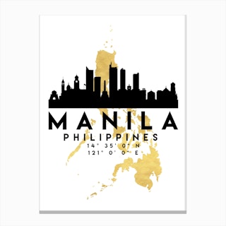 Manila Philippines Silhouette City Skyline Map Canvas Print