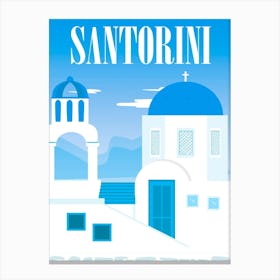 Greece, Santorini — Retro travel minimalist poster 4 Canvas Print