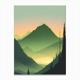 Misty Mountains Vertical Composition In Green Tone 12 Canvas Print