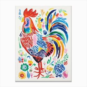 Colourful Bird Painting Rooster 4 Canvas Print