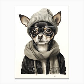 Chihuahua Dog Wearing Glasses Canvas Print