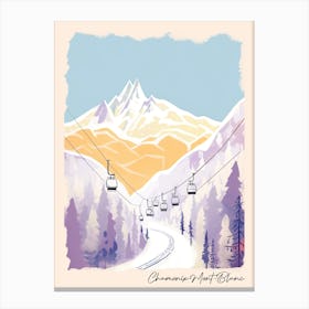 Poster Of Chamonix Mont Blanc   France, Ski Resort Pastel Colours Illustration 1 Canvas Print