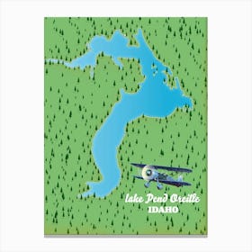 Lake Pierce Idaho Map Canvas Print