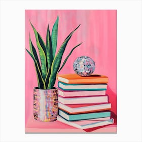 Books And Plants 1 Canvas Print