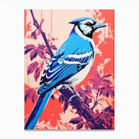 Andy Warhol Style Bird Blue Jay 2 Canvas Print