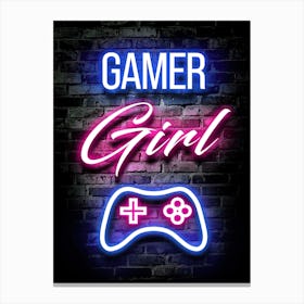 Gamer Girl Neon Sign Canvas Print