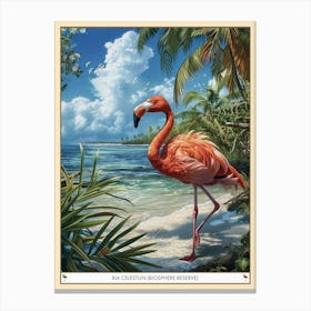 Greater Flamingo Ria Celestun Biosphere Reserve Tropical Illustration 1 Poster Canvas Print