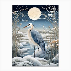Winter Bird Painting Great Blue Heron 1 Canvas Print