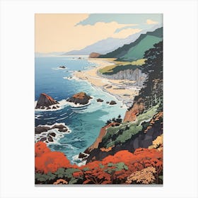 Shiretoko Peninsula In Hokkaido, Ukiyo E Drawing 2 Canvas Print