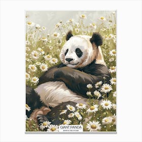 Giant Panda Resting In A Field Of Daisies Poster 7 Canvas Print