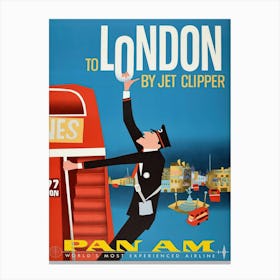 London Retro Vintage Travel Poster Canvas Print