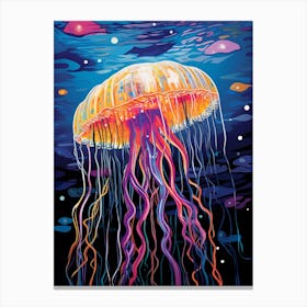 Colourful Jellyfish Illustration 1 Canvas Print