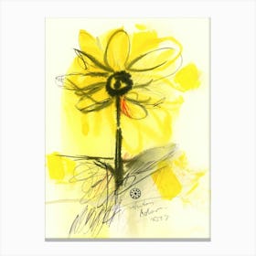 Expressive Sunflower - hand painted vertical floral flower watercolor pencil Canvas Print
