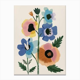 Painted Florals Hollyhock Canvas Print