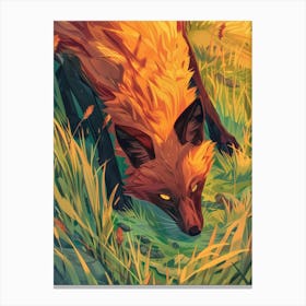 Fox In The Grass 2 Canvas Print