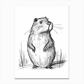 B&W Beaver 2 Canvas Print