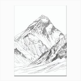 Mount Everest Nepal Tibet Line Drawing 2 Canvas Print