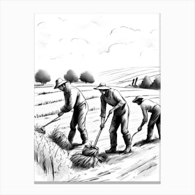 Men Plowing A Field Canvas Print