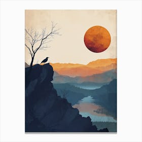 Crow On Cliff, Minimalism Canvas Print