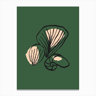 Seashells Green Canvas Print