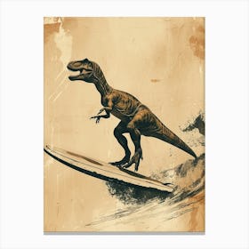 Vintage Dryosaurus Dinosaur On A Surf Board 2 Canvas Print