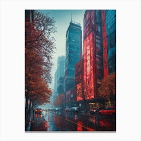 A Rainy Day In A Big City By The Street Canvas Print