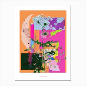 Gypsophila (Baby S Breath) 1 Neon Flower Collage Poster Canvas Print