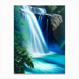 Cataratas De Agua Azul, Mexico Peaceful Oil Art  Canvas Print