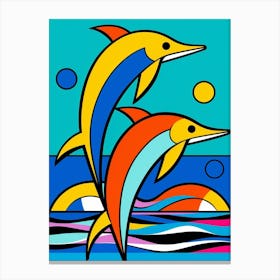 Dolphin Abstract Pop Art 6 Canvas Print