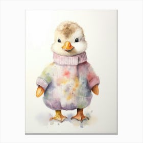 Baby Animal Watercolour Duck Canvas Print