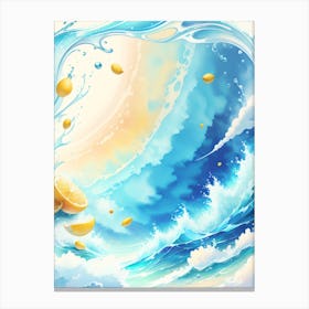 Wallpaper With Lemons And Waves Canvas Print