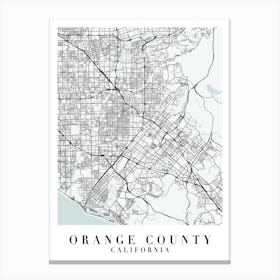 Orange County California Street Map Minimal Color Canvas Print