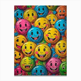 Smiley Faces Greeting Card Canvas Print