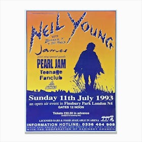 Neil Young & Pearl Jam Concert Poster Finsbury Park London Canvas Print