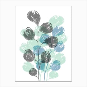 Blue Flat Leaves Canvas Print